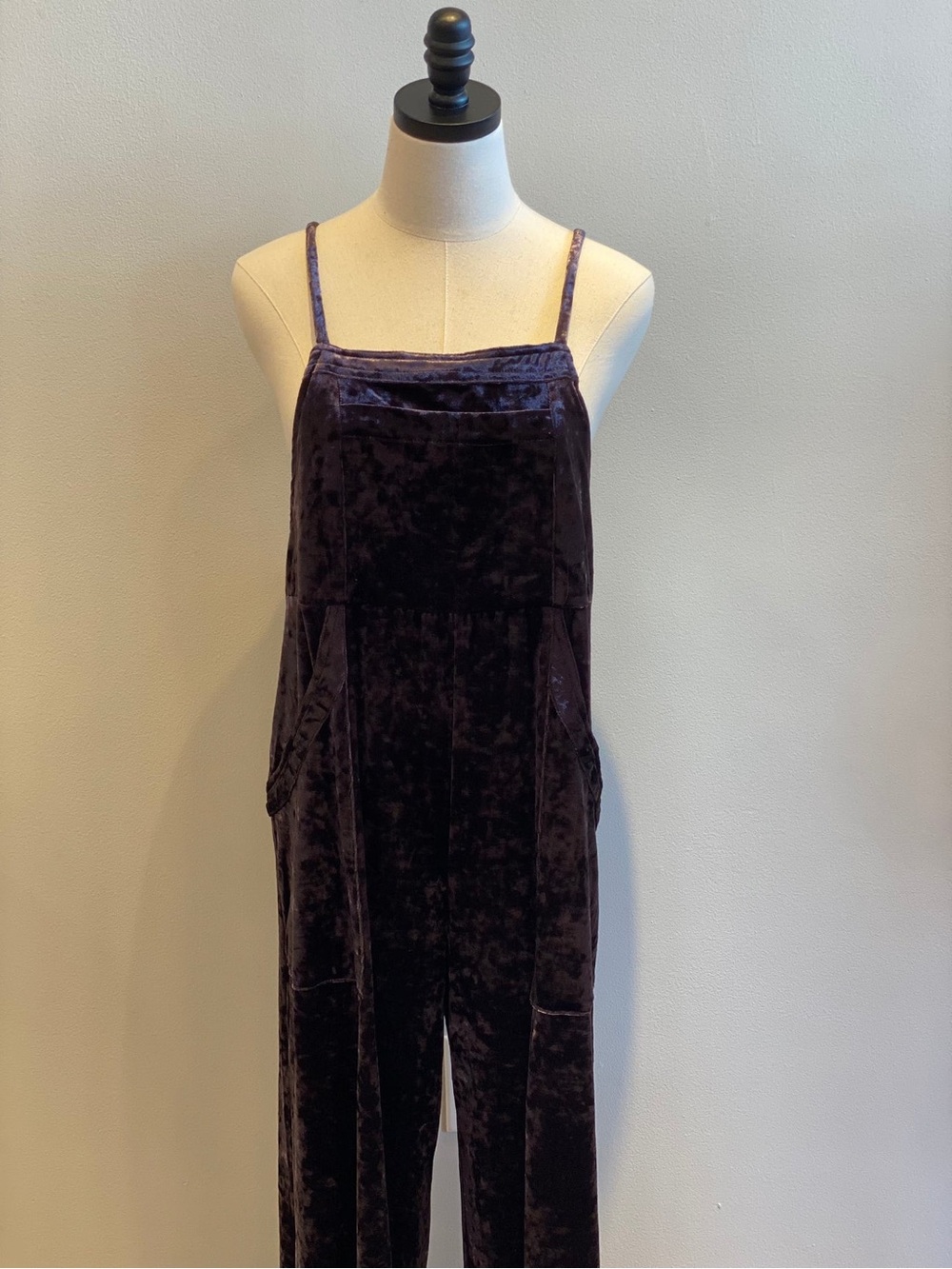 J. NNA plum colored velvet jumpsuit.